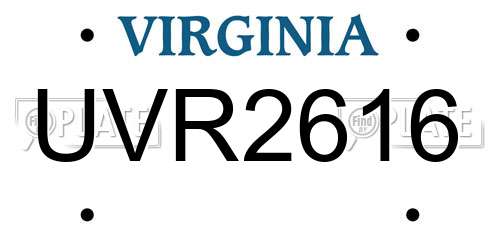 UVR2616 Virginia License Plate