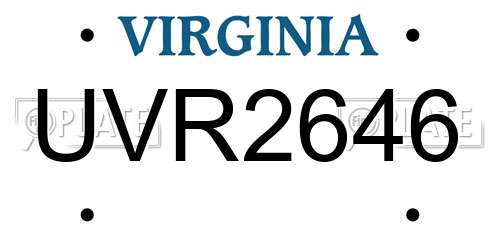 UVR2646 Virginia License Plate