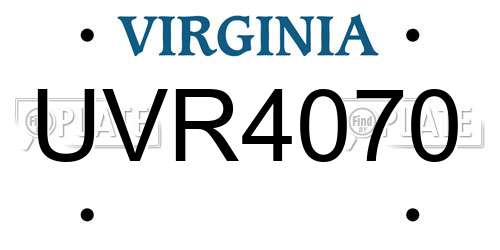 UVR4070 Virginia License Plate