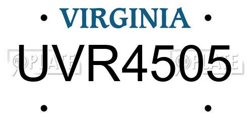 UVR4505 Virginia License Plate