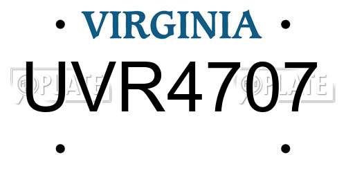 UVR4707 Virginia License Plate