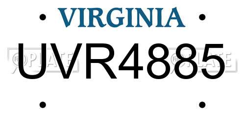 UVR4885 Virginia License Plate