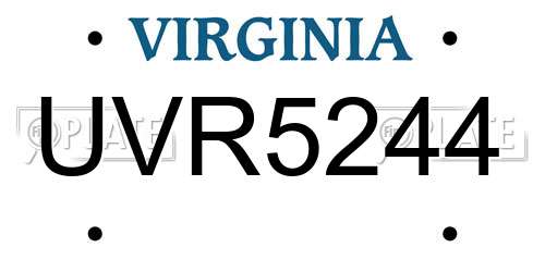 UVR5244 Virginia License Plate