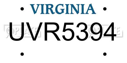 UVR5394 Virginia License Plate