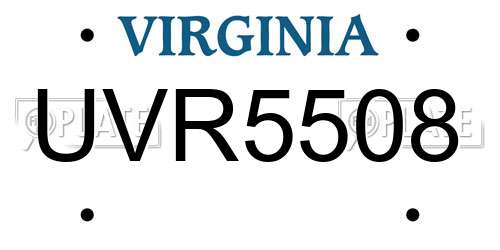 UVR5508 Virginia License Plate