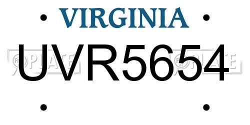 UVR5654 Virginia License Plate