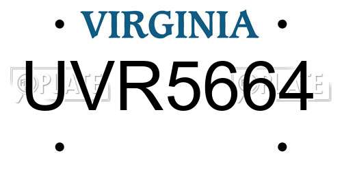 UVR5664 Virginia License Plate