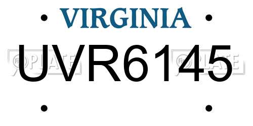 UVR6145 Virginia License Plate