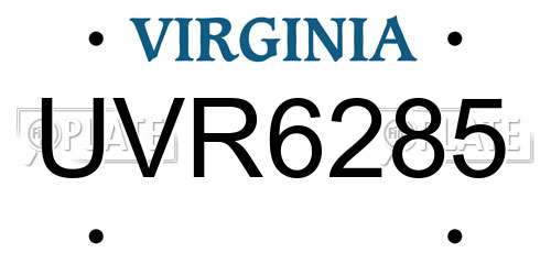 UVR6285 Virginia License Plate