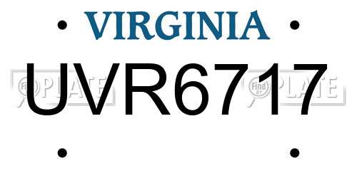 UVR6717 Virginia License Plate