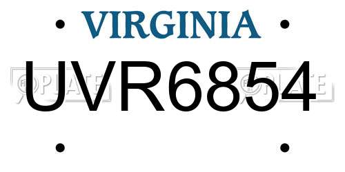 UVR6854 Virginia License Plate