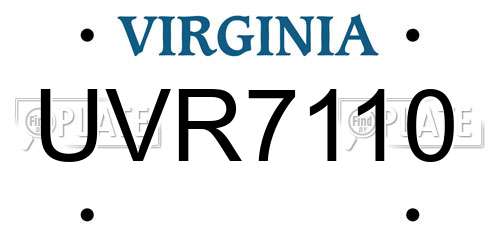UVR7110 Virginia License Plate