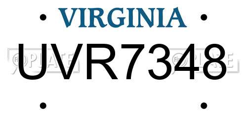 UVR7348 Virginia License Plate