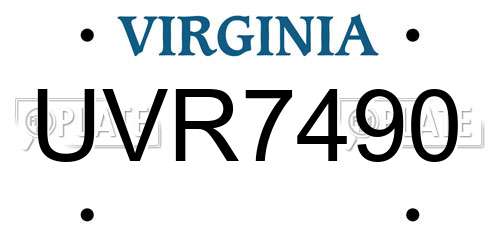 UVR7490 Virginia License Plate
