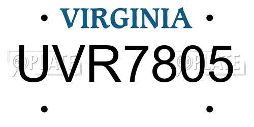 UVR7805 Virginia License Plate