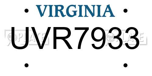 UVR7933 Virginia License Plate