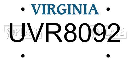 UVR8092 Virginia License Plate