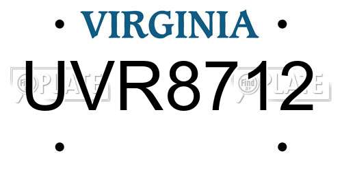 UVR8712 Virginia License Plate