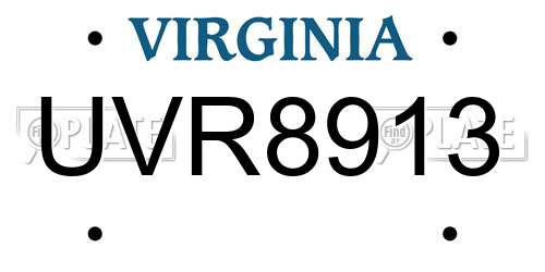 UVR8913 Virginia License Plate