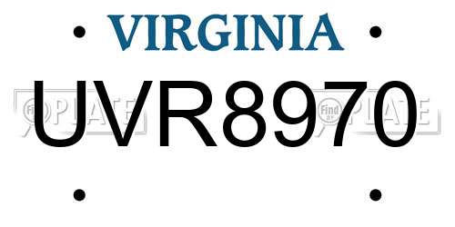 UVR8970 Virginia License Plate