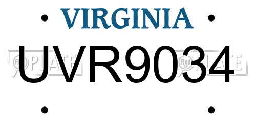 UVR9034 Virginia License Plate