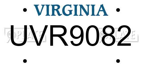UVR9082 Virginia License Plate