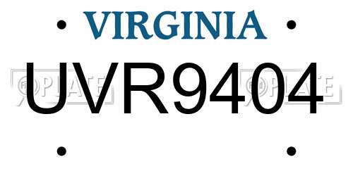 UVR9404 Virginia License Plate