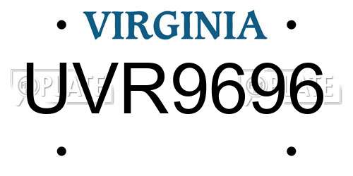 UVR9696 Virginia License Plate