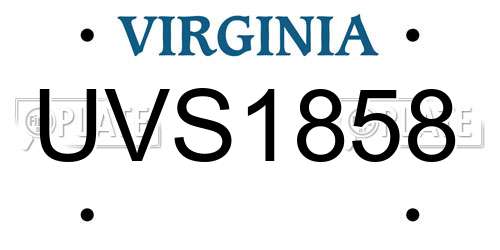 UVS1858 Virginia License Plate