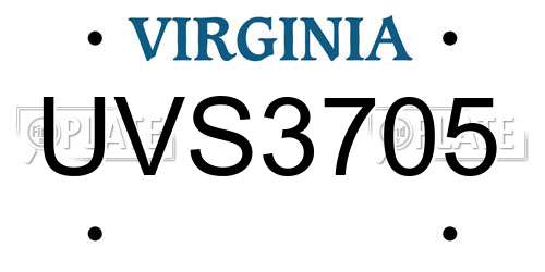 UVS3705 Virginia License Plate