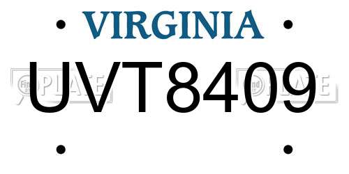 UVT8409 Virginia License Plate