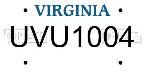 UVU1004 Virginia License Plate