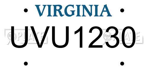 UVU1230 Virginia License Plate
