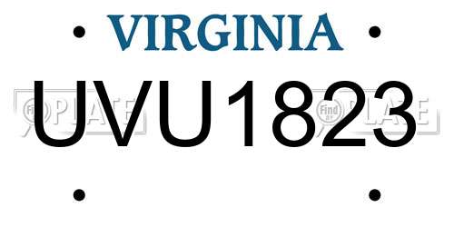 UVU1823 Virginia License Plate