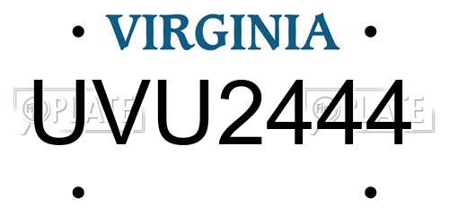 UVU2444 Virginia License Plate