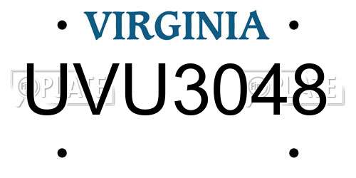 UVU3048 Virginia License Plate