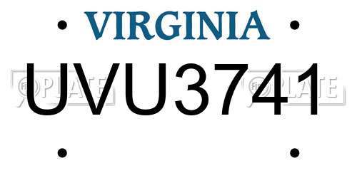 UVU3741 Virginia License Plate