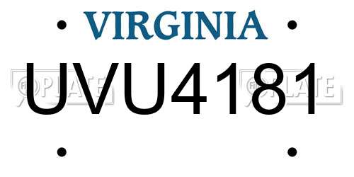 UVU4181 Virginia License Plate