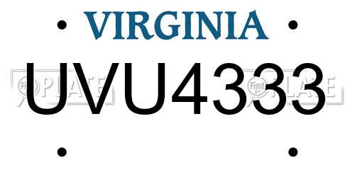 UVU4333 Virginia License Plate
