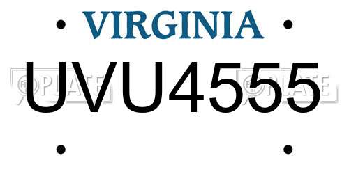 UVU4555 Virginia License Plate