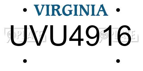 UVU4916 Virginia License Plate