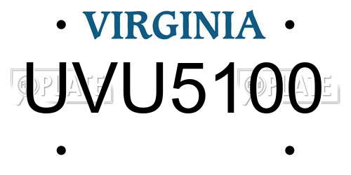 UVU5100 Virginia License Plate