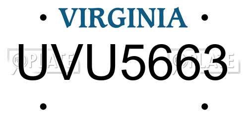 UVU5663 Virginia License Plate