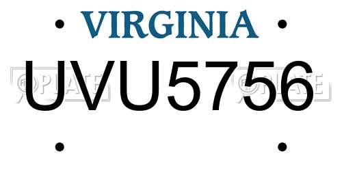 UVU5756 Virginia License Plate