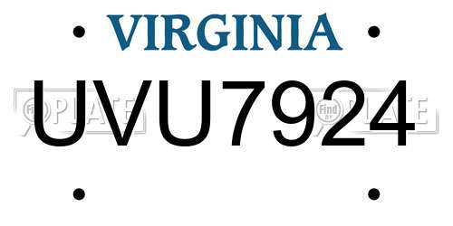 UVU7924 Virginia License Plate