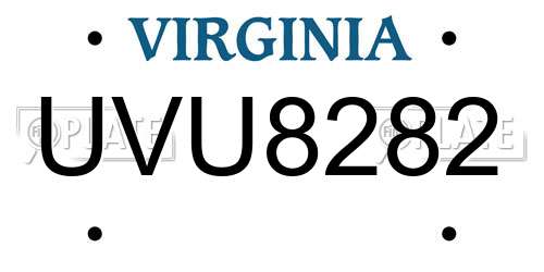 UVU8282 Virginia License Plate