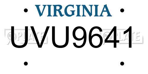UVU9641 Virginia License Plate