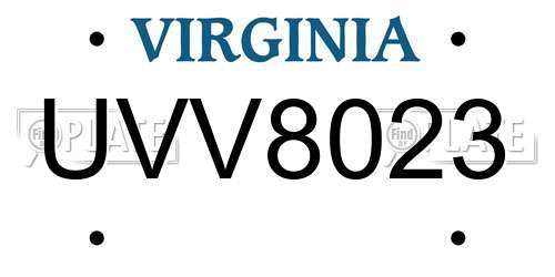 UVV8023 Virginia License Plate