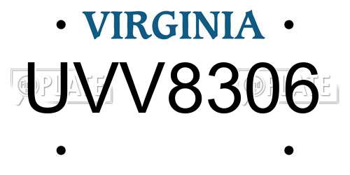 UVV8306 Virginia License Plate