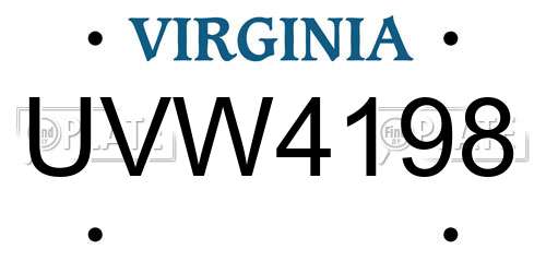 UVW4198 Virginia License Plate